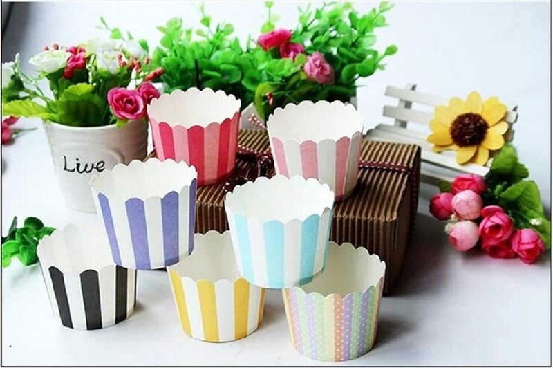 SCHUBERT 50 Pcs Mini Colorful Print Designs Paper Cake Cup Liners Baking Cup Muffin Kitchen Cupcake Cases (Random Color) - Image 5