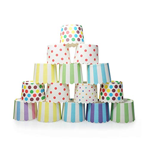 SCHUBERT 50 Pcs Mini Colorful Print Designs Paper Cake Cup Liners Baking Cup Muffin Kitchen Cupcake Cases (Random Color) - Image 3
