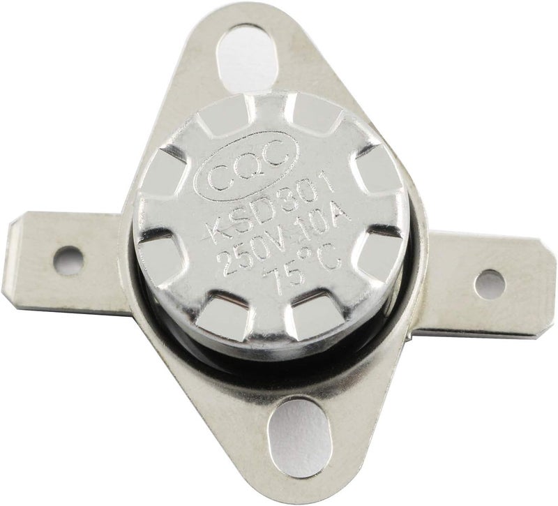 RuiLing 5-Pack KSD301 75 Degrees Centigrade Thermostat Thermal Control Switch 250V 10A Normally Closed NC Thermostat Temperature Switch - Image 2