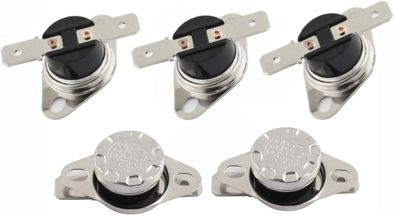 RuiLing 5-Pack KSD301 75 Degrees Centigrade Thermostat Thermal Control Switch 250V 10A Normally Closed NC Thermostat Temperature Switch - Image 1