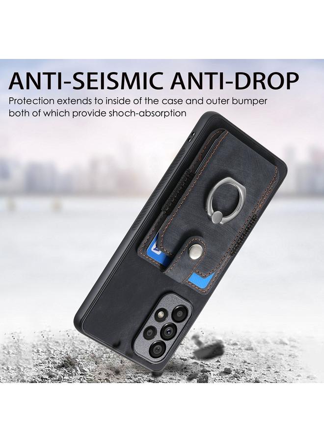 S-TOP Case For Samsung Galaxy A53 5G Retro Skin-feel Ring Card Wallet Phone Case - Image 3