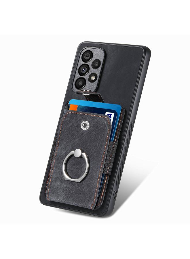 S-TOP Case For Samsung Galaxy A53 5G Retro Skin-feel Ring Card Wallet Phone Case - Image 2