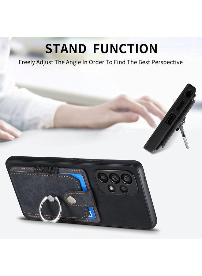 S-TOP Case For Samsung Galaxy A53 5G Retro Skin-feel Ring Card Wallet Phone Case - Image 5