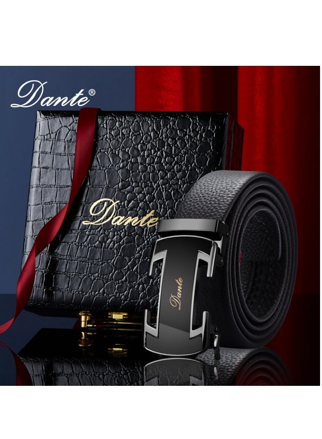 Men's Leather Belt Automatic Buckle High-End Leather Box Belt Gift.
