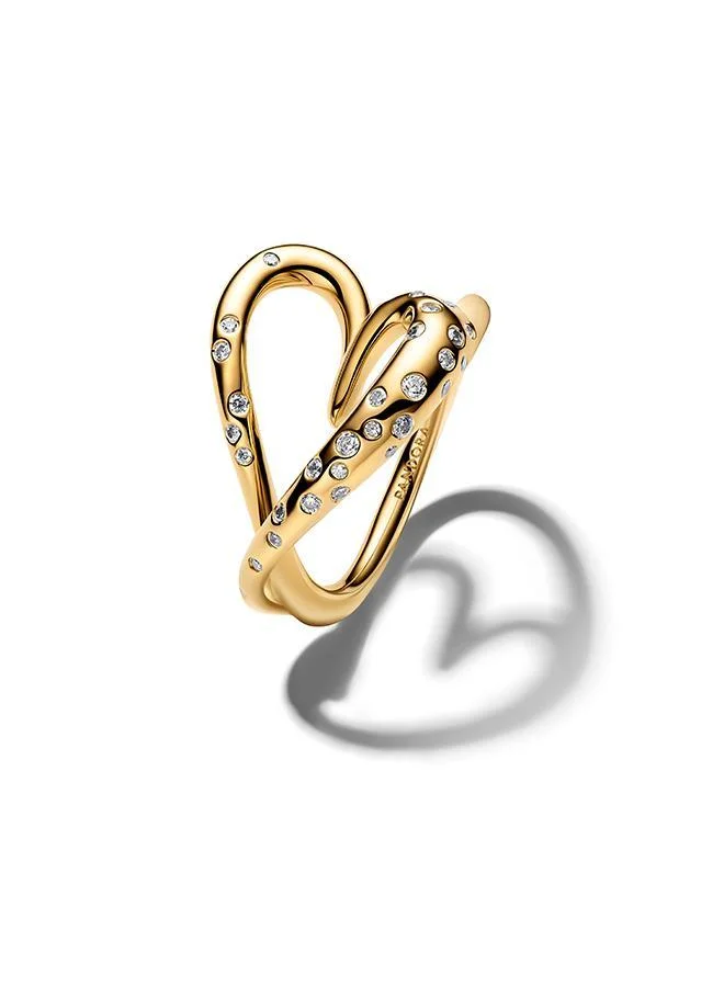 باندورا Organically Shaped Stone-Set Heart Ring