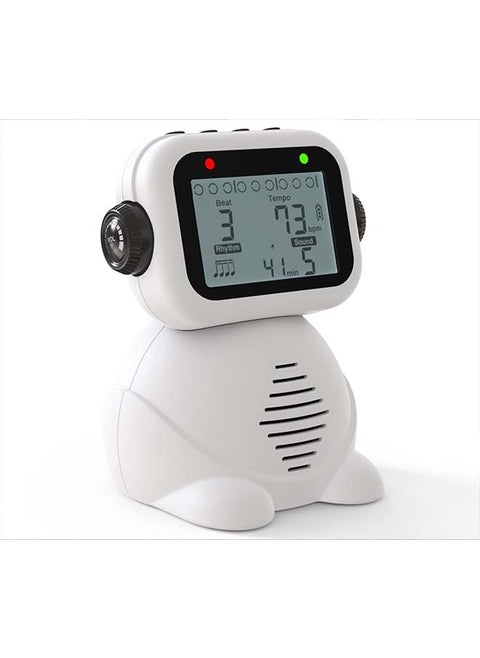Metronome, Digital Voice Metronome with Timer, Rechargeable Electronic Metronome with 8 Options of Tones, Robot Design with Volume Adjustment for Piano, Guitar, Drum