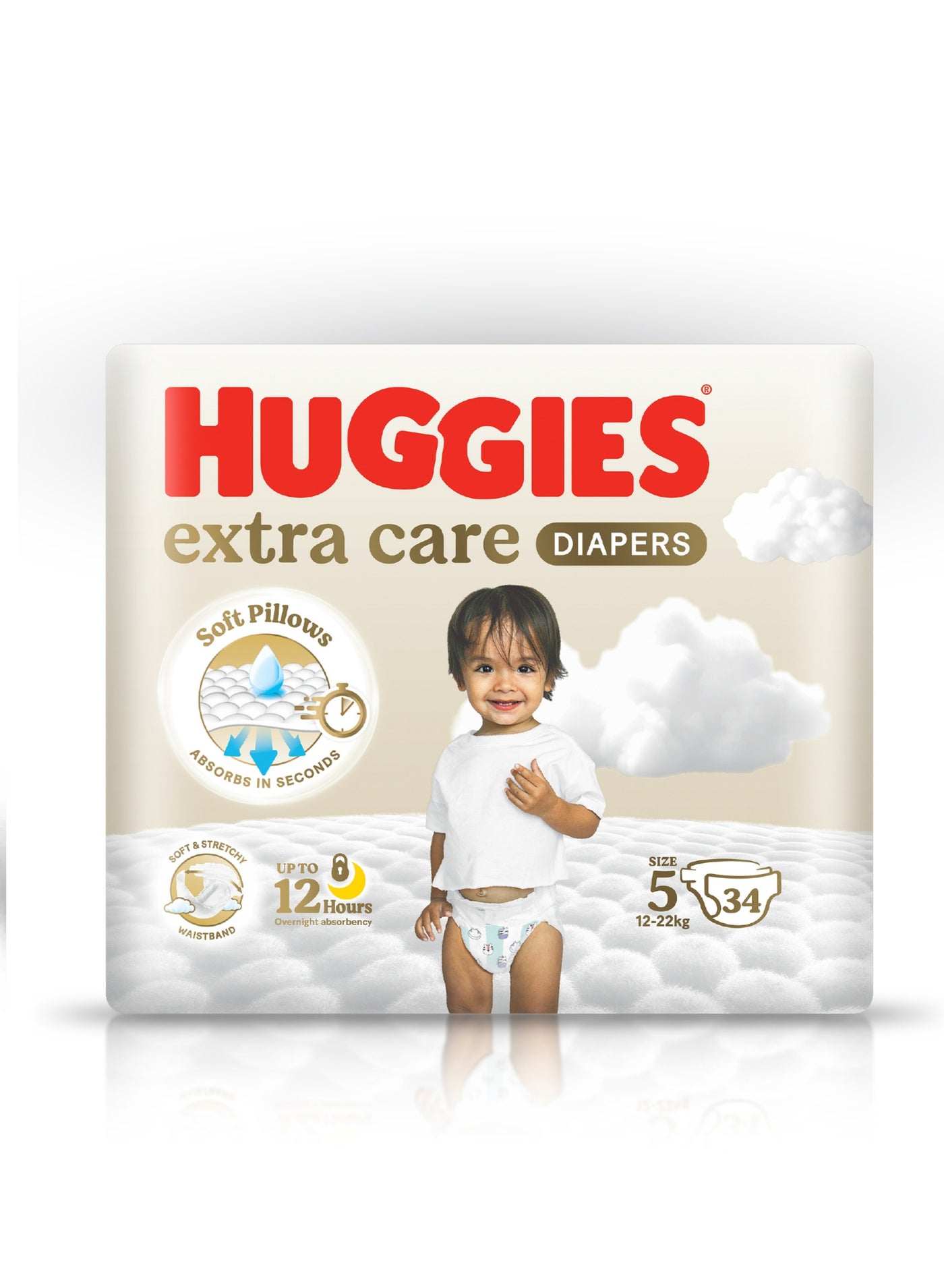Huggies Extra Care Diapers 12hr Absorbency Size 5 12-22kg 34*s
