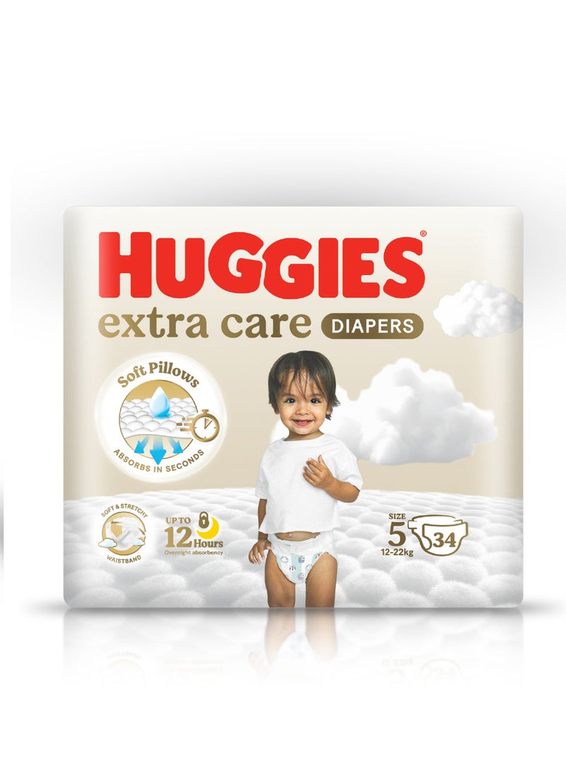 Huggies Extra Care Diapers 12hr Absorbency Size 5 12-22kg 34*s