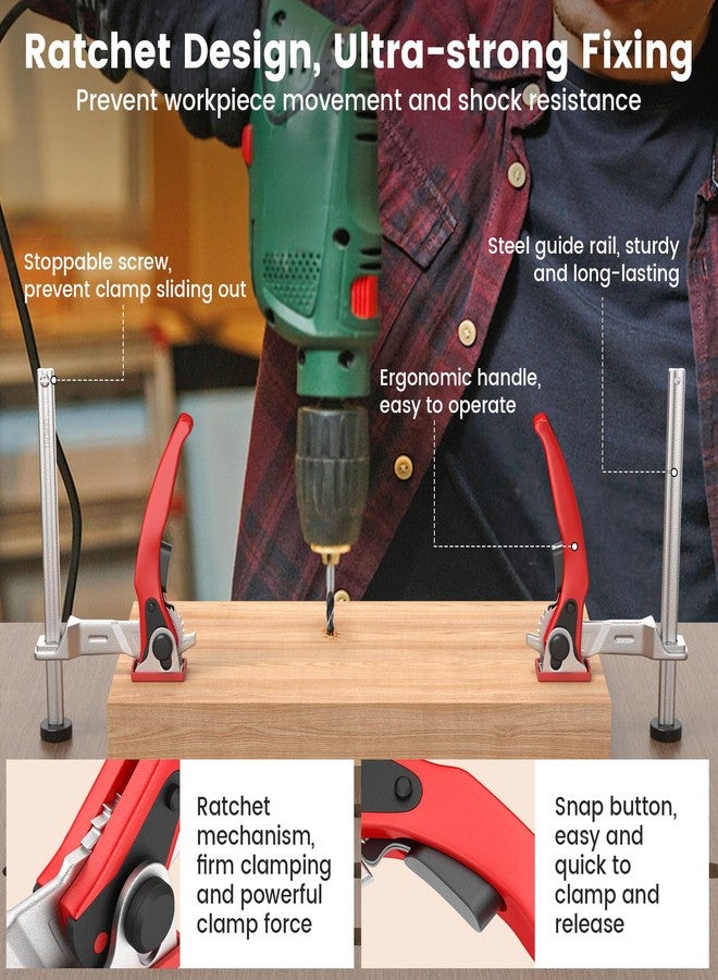 Housolution Bench Dog Clamp, 3/4 inch Dog Holes Workbench Clamp for Woodworking, Adjustable MFT Table Hold Down Quick Fixed Clip, Workbench Accessories for Wood Carving Routing Sanding, 2 Pack - Image 5