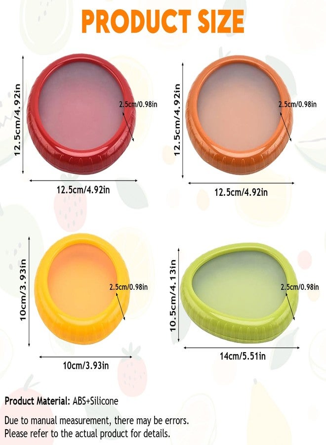 GRITOSE 4 PCS Silicone Fruit and Vegetable Containers for Fridge, Reusable Fruit Storage Box, Silicone Food Storage Containers Set - (Green, Red, Yellow, Brown), Airtight Storage Box with Lid - Image 2