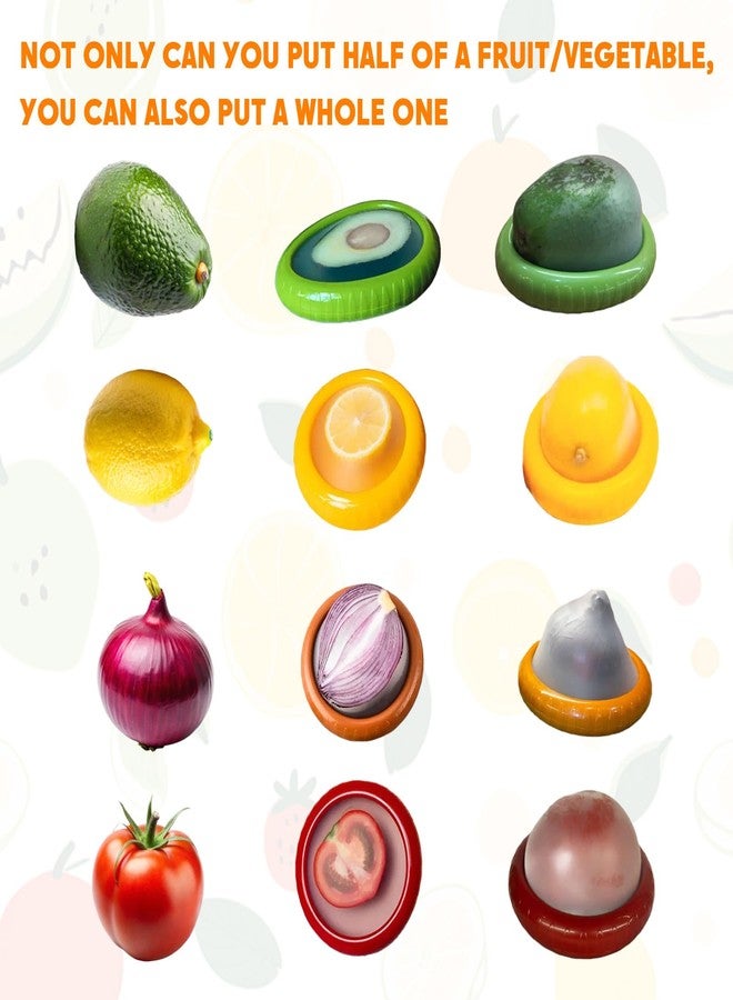 GRITOSE 4 PCS Silicone Fruit and Vegetable Containers for Fridge, Reusable Fruit Storage Box, Silicone Food Storage Containers Set - (Green, Red, Yellow, Brown), Airtight Storage Box with Lid - Image 3