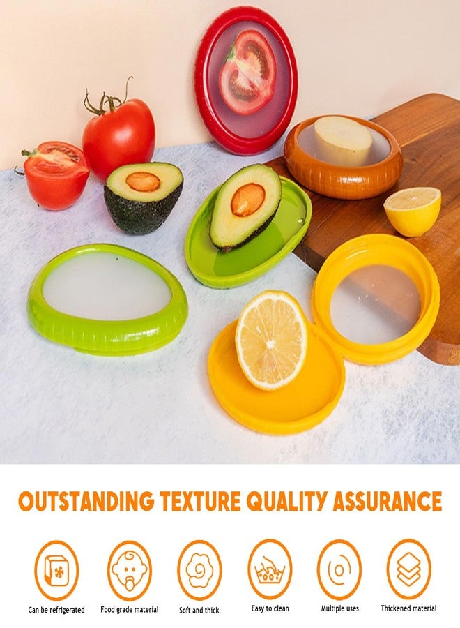 GRITOSE 4 PCS Silicone Fruit and Vegetable Containers for Fridge, Reusable Fruit Storage Box, Silicone Food Storage Containers Set - (Green, Red, Yellow, Brown), Airtight Storage Box with Lid - Image 5