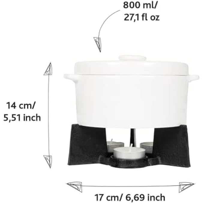 rayihni Cheese Fondue Party Set  Fondue Pot Set Microwave Safe Ceramic Hot Pot Chocolate Fountain Snack  Small Kitchen Appliance - Image 5