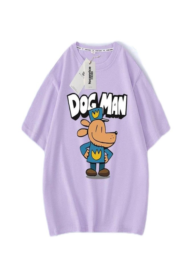 DOG MAN Unisex Short Sleeve Stylish Top TShirt cotton Tee for Boys Girls Kid Children - Image 1