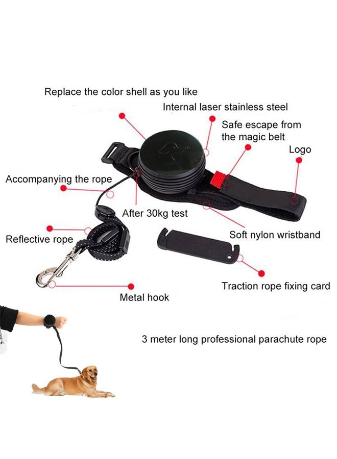 نيو ستايل مقود قابل للسحب للكلاب، مقود معصم للكلاب، مقود حر اليدين للجري، مقود للمشي للكلاب، للكلاب الصغيرة والمتوسطة والكبيرة (مقود معصم أسود، 3M) - Image 2