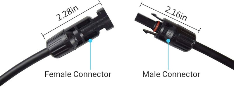 Renogy Solar Panel Extension Cable with Female and Male Connector Waterproof Wire Adaptor, 1.5Ft 12AWG, 1 Piece, Black - Image 5