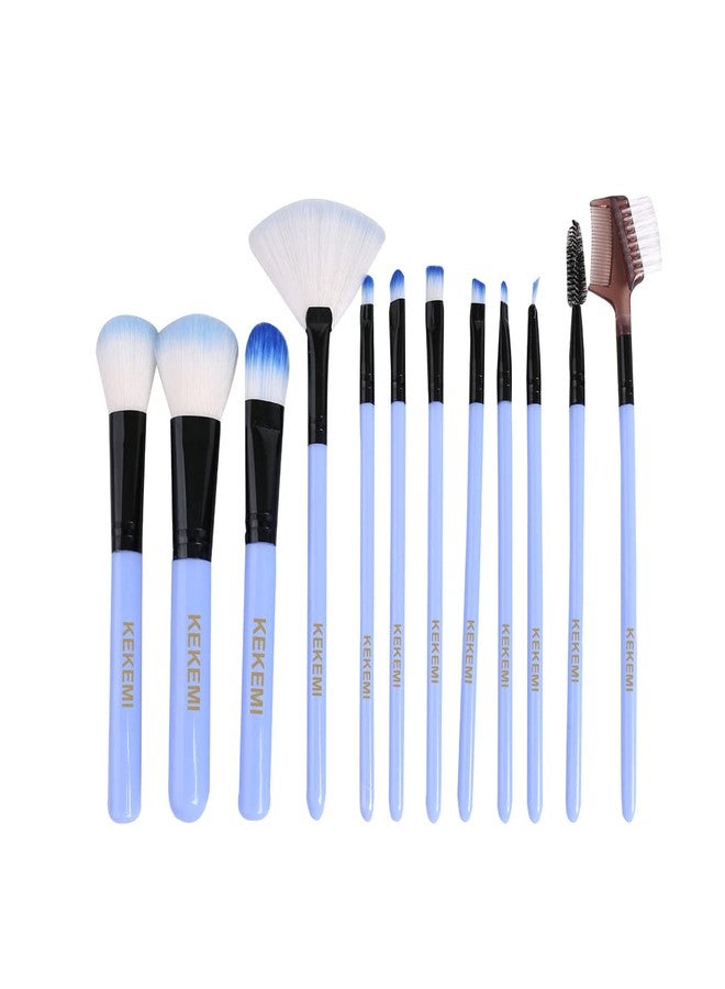 KEKEMI Professional Makeup Cosmetic Foundation Brush Set (Light Blue) - Pack of 12 - Image 4