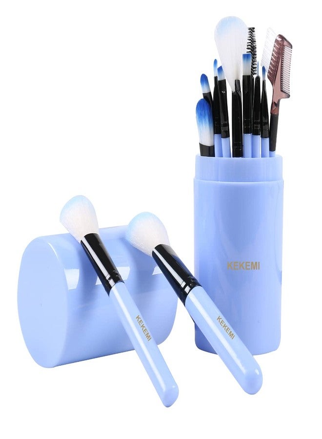 KEKEMI Professional Makeup Cosmetic Foundation Brush Set (Light Blue) - Pack of 12 - Image 1