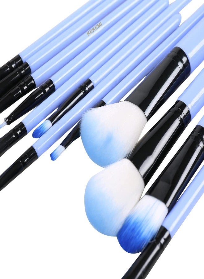 KEKEMI Professional Makeup Cosmetic Foundation Brush Set (Light Blue) - Pack of 12 - Image 3