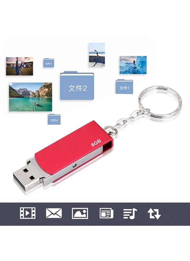 Thoraya Ultra thin Waterproof Keychain High speed Metal Rotating U Disk Red 8G  - Image 4