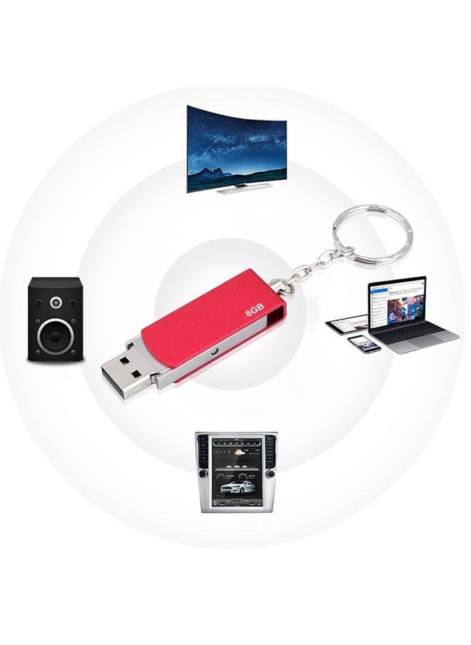 Thoraya - Ultra thin Waterproof Keychain High speed Metal Rotating U Disk Red 8G - Image 1
