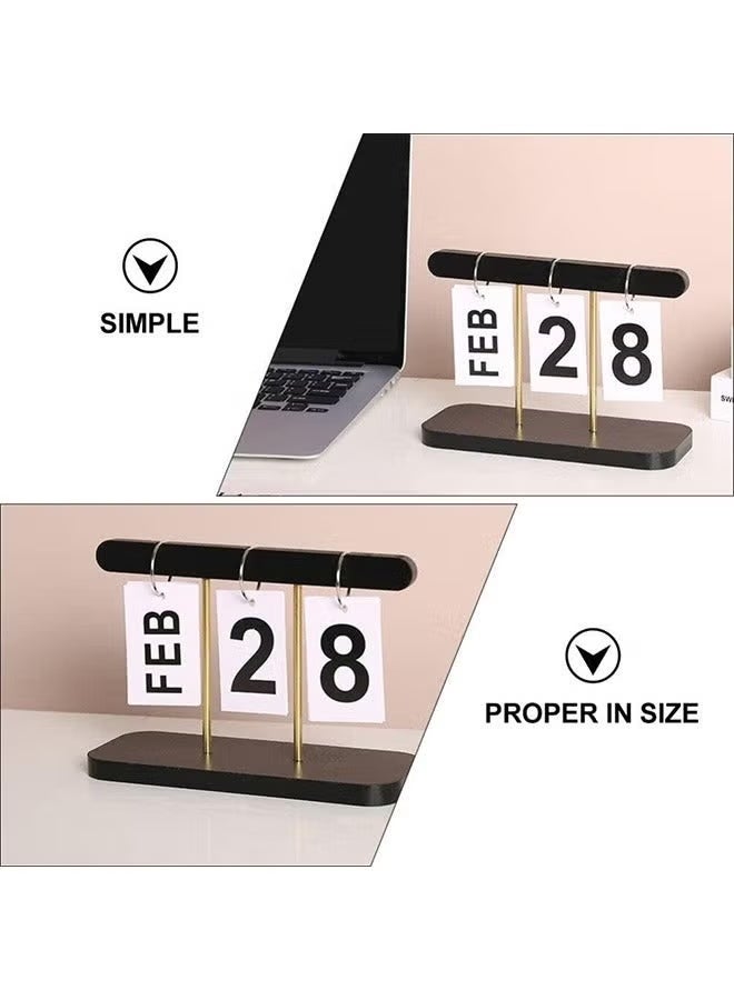 HPRT Wooden Perpetual Calendar, Flip Desk Calendar with Metal Stand, Reusable Manual Date Display and Black Desk Decor for Home, Office, Coffee Table and Bookshelf (20 × 15.6 × 8 cm) - Image 4