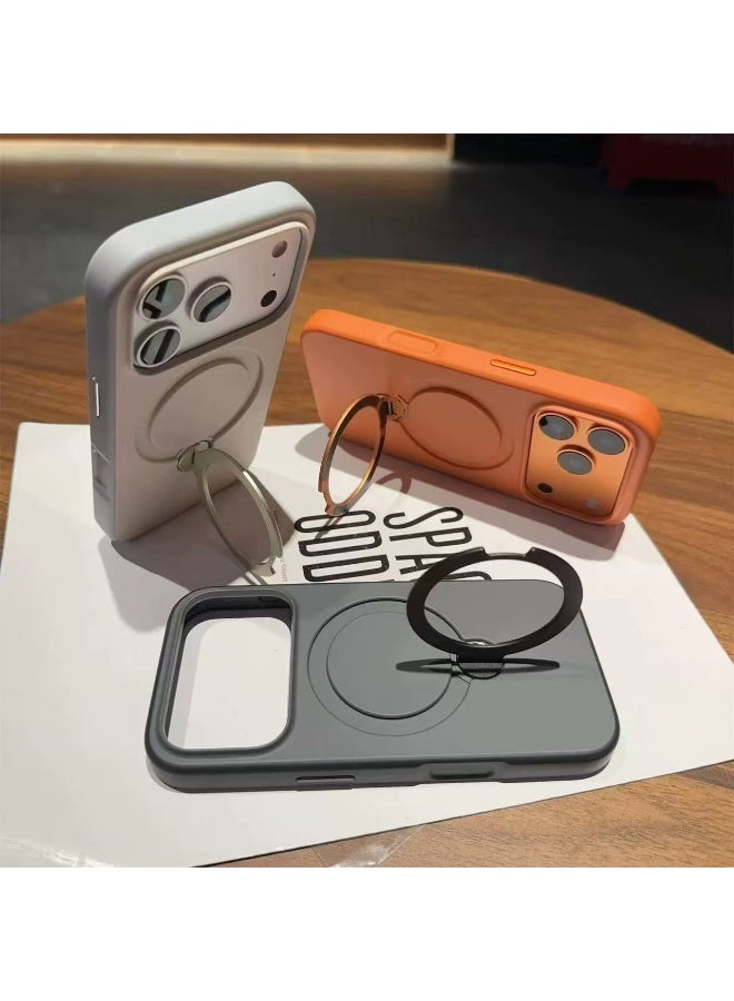 O3 Mag-Stand Designed for iPhone 17pro Max Case with 360° Spin Stand, [Compatible with MagSafe][Super Skin Feeling] Translucent Matte Magnetic Slim Phone Case 6.3inch, Matte Black，Strongest Magnetic Phone Grip, 360° Adjustable Magsafe Stand Compatible with iPhone , Military Drop Tested & Scratch Proof for Hands-Free Use in Car, Office, Home - Image 2