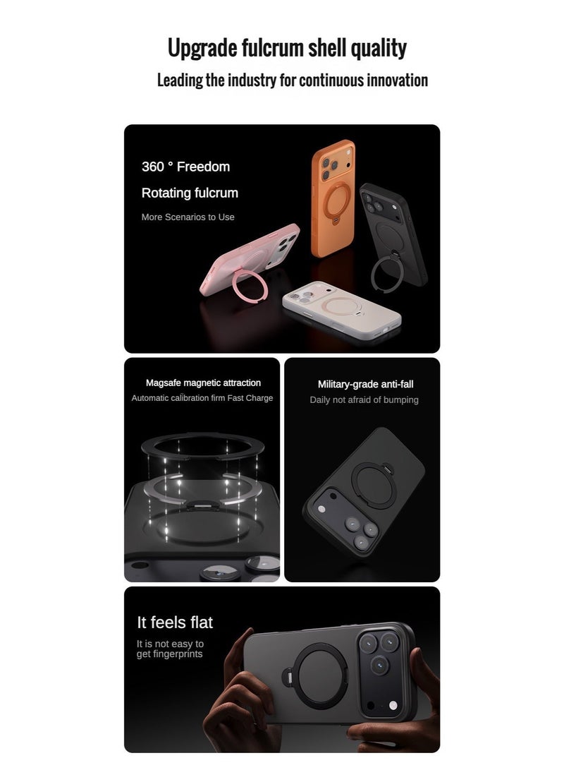 O3 Mag-Stand Designed for iPhone 17pro Max Case with 360° Spin Stand, [Compatible with MagSafe][Super Skin Feeling] Translucent Matte Magnetic Slim Phone Case 6.3inch, Matte Black，Strongest Magnetic Phone Grip, 360° Adjustable Magsafe Stand Compatible with iPhone , Military Drop Tested & Scratch Proof for Hands-Free Use in Car, Office, Home - Image 5