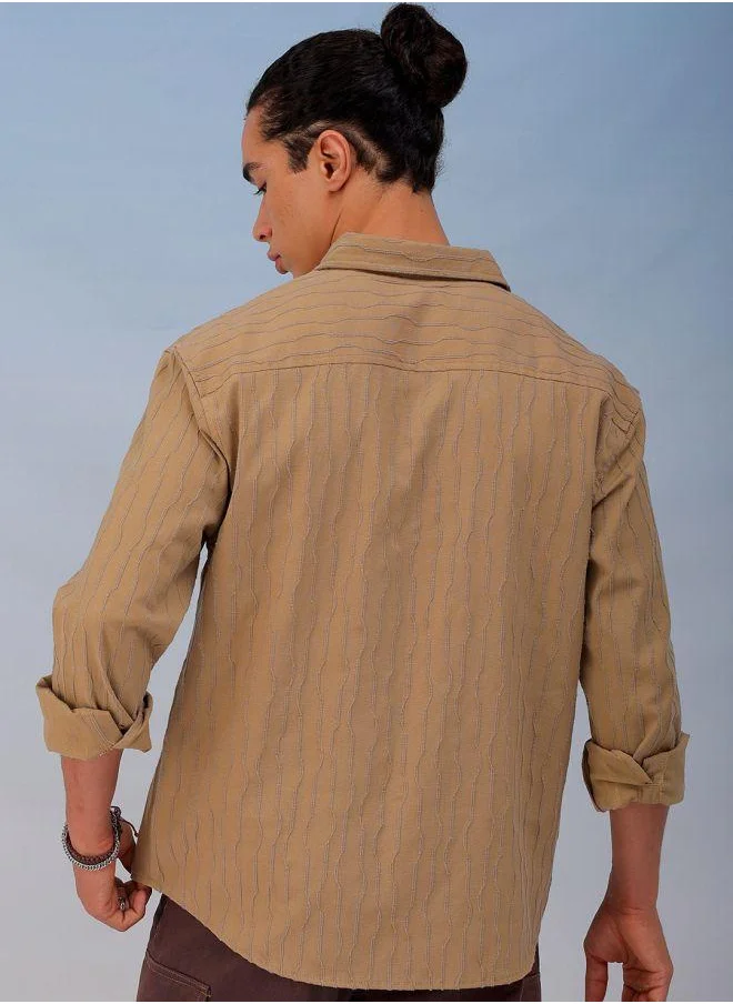 شركة المرآب الهندية Men Relaxed Fit Solid Full Sleeves Cutaway Collar Resort Wear Shirt