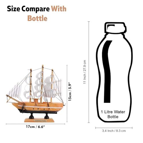 ANSHEZ Handmade Wooden Ship (Man of War) Wooden Decorative Sailing Ship (Small Size) Best Showpiece for Office & Home Decor - Image 4