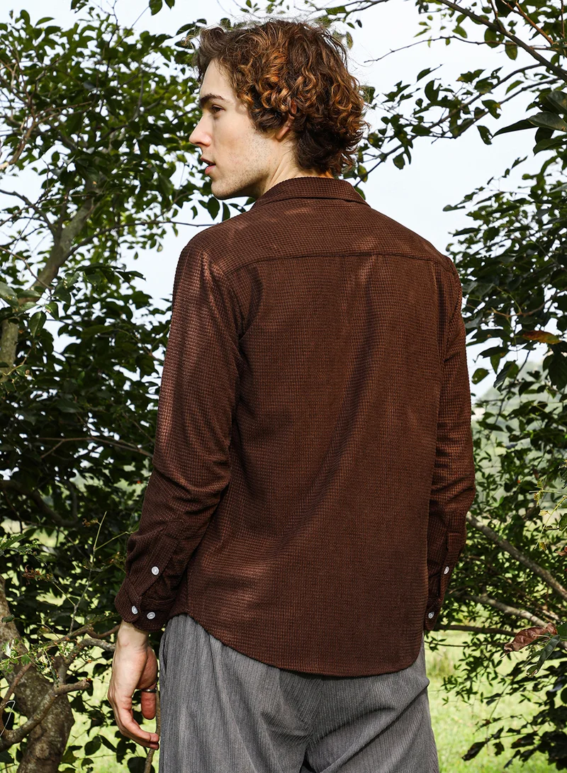 كامبوس سوترا Men's Chocolate Brown Tactile Utility Shirt