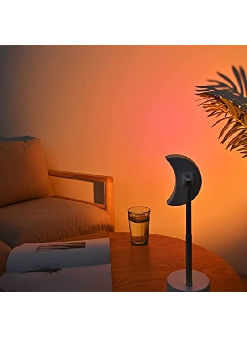 SYOSI Sunset Lamp Projection, Dimmable 180 °Rotation Warm Romantic Stars Moon Night Light for Living Room Bedroom Background Decoration, for Photo Video Vlog Live Streaming(White, Moon) - Image 5