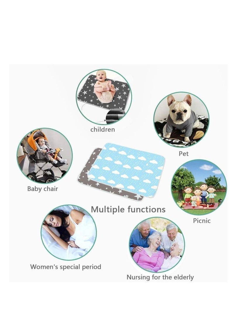 DOOKOO 2 PCS Portable Baby Diaper Changing Pads for Home and Outdoor Travel Waterproof Bed Pad with 100% Cotton Top,  Washable Reusable Mattress Protector Incontinence Pad Bed Cover for Baby, Toddler, Children, Adults - Image 4