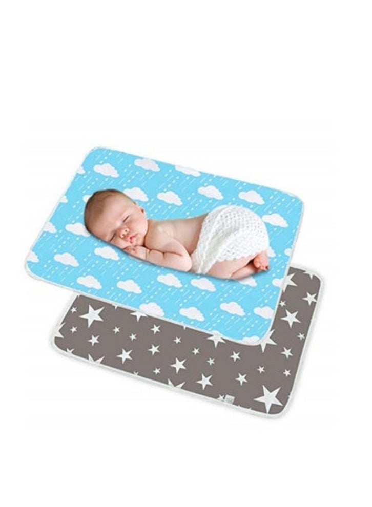 DOOKOO 2 PCS Portable Baby Diaper Changing Pads for Home and Outdoor Travel Waterproof Bed Pad with 100% Cotton Top,  Washable Reusable Mattress Protector Incontinence Pad Bed Cover for Baby, Toddler, Children, Adults - Image 3