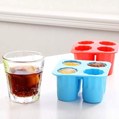 FOSCADIT FosCadit Silicon Ice Tray Mould Ice Short Glass Cup Shaped Ice Shot Glass Maker Mould Ice Cube Shot Glass Freeze Tray for Juice Whiskey Cocktails Bar Party Multicolor - Image 3