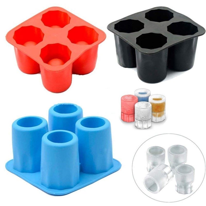 FOSCADIT FosCadit Silicon Ice Tray Mould Ice Short Glass Cup Shaped Ice Shot Glass Maker Mould Ice Cube Shot Glass Freeze Tray for Juice Whiskey Cocktails Bar Party Multicolor - Image 1