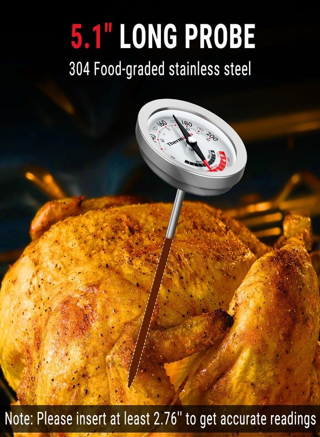 ThermoPro APT200 Meat Thermometer for Cooking with Extra-Large 2-Inch Dial, Analog Dial Food Cooking Thermometer with 5.1" Stainless Steel Probe for Poultry, Ham, Pork, Beef Candy Making Accessory - Image 4