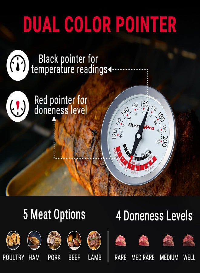 ThermoPro APT200 Meat Thermometer for Cooking with Extra-Large 2-Inch Dial, Analog Dial Food Cooking Thermometer with 5.1" Stainless Steel Probe for Poultry, Ham, Pork, Beef Candy Making Accessory - Image 3
