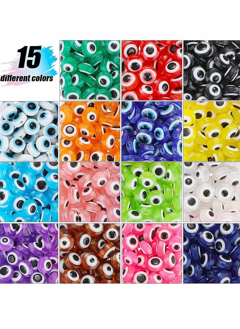 KASTWAVE Evil Eye Beads Evil Eye Handmade Resin Beads, Charms Round Evil Eye Spacer Beads Handmade Beads for DIY Jewelry Bracelet Earring Necklace Craft Making, 15 Colors (750 Pcs)  - Image 5