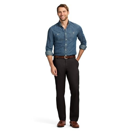 IZOD Men's American Chino Flat Front Slim Fit Pant, Black, 34W x 29L - Image 4