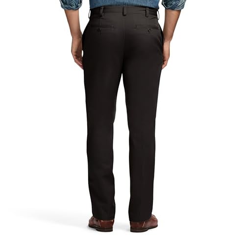 IZOD Men's American Chino Flat Front Slim Fit Pant, Black, 34W x 29L - Image 3