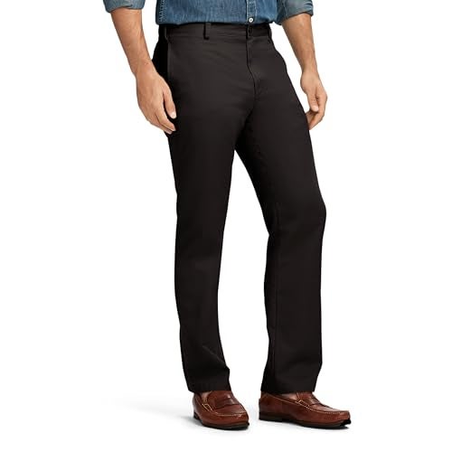 IZOD Men's American Chino Flat Front Slim Fit Pant, Black, 34W x 29L - Image 2