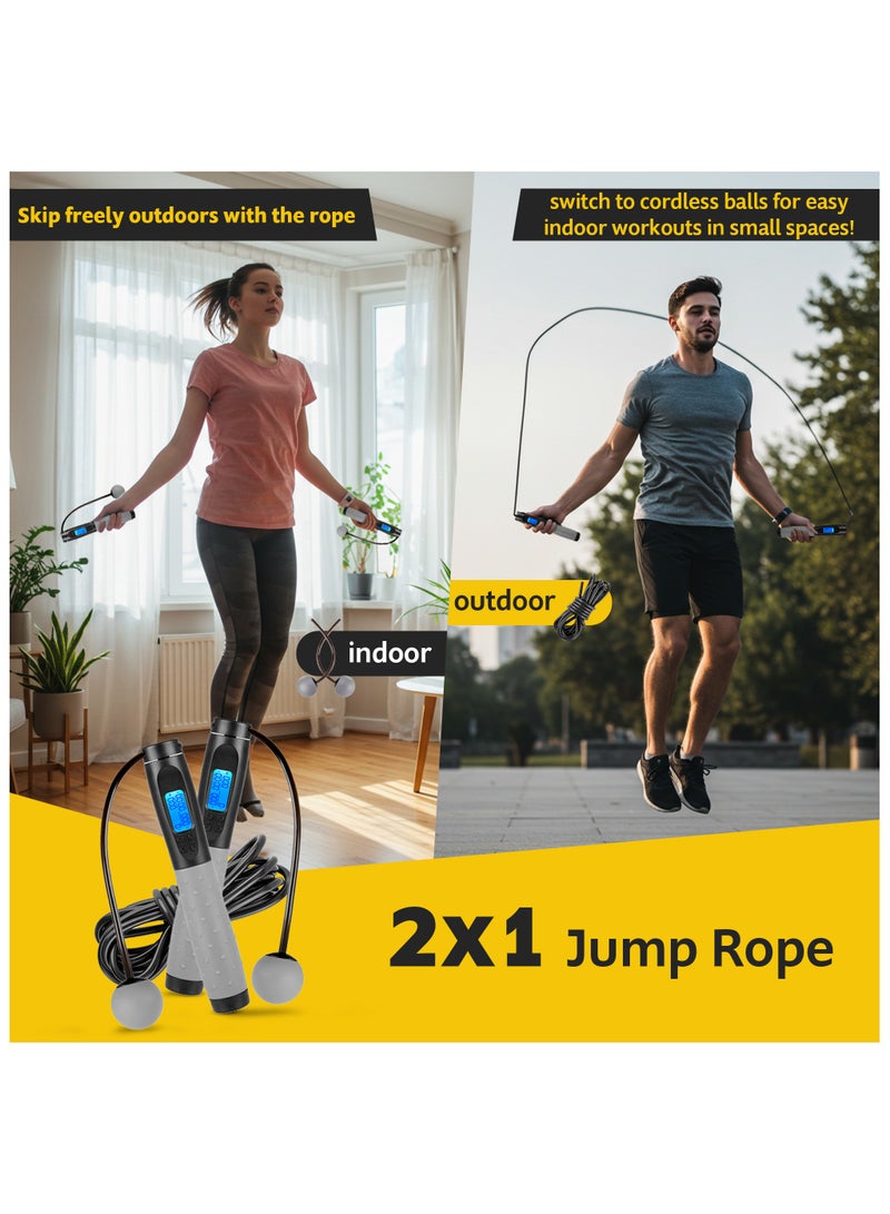RIGID FITNESS Digital Jump Rope with Counter - Adjustable Skipping Rope, Heavy Handles, Cordless Design, Alarm Reminder for Men, Women & Kids - Weighted Jump Rope for Fitness & Boxing (3.2 Meters)  - Image 4