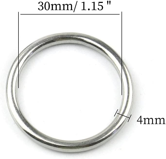 Hamineler 20 PCS Smoothing Welded 304 Stainless Steel O-Ring Welded Round Rings for Camping Belt, Dog Leashes, Luggage Accessories - Image 2