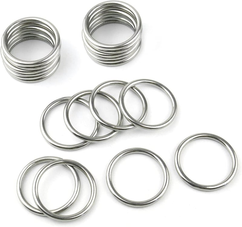 Hamineler 20 PCS Smoothing Welded 304 Stainless Steel O-Ring Welded Round Rings for Camping Belt, Dog Leashes, Luggage Accessories - Image 4