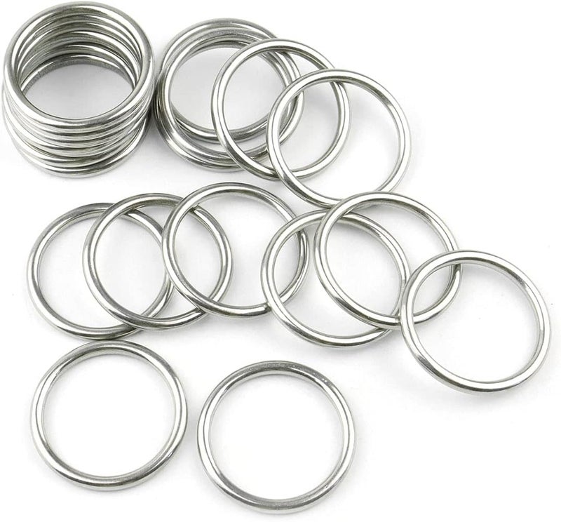 Hamineler 20 PCS Smoothing Welded 304 Stainless Steel O-Ring Welded Round Rings for Camping Belt, Dog Leashes, Luggage Accessories - Image 1