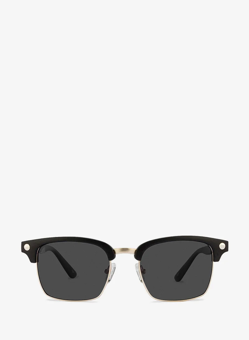 VINCENT CHASE Vincent Chase By Lenskart | Matte Black Golden Grey Full Rim Square Branded Latest and Stylish Sunglasses | Polarized and 100% UV Protected | Men & Women | Large | VC S10681/P