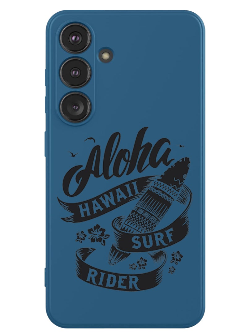 Theodor Protective Slim Fit Case Liquid Silicone Cover with Full Body Protection Anti-Scratch Shockproof Case For Samsung Galaxy S24 (Blue) - Aloha hawaii Surf rider Black - Image 1