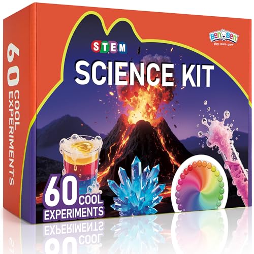Benben Science Kits for Kids Age 57 60 Experiments Educational Toy STEM Toys for 6 7 8 Year Old Boys Girls Birthday Gift Volcano Science Kit Chemistry Set for Homeschooling - Image 1