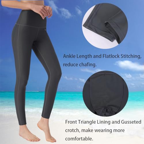 Ubestyle UPF 50+ High Waist Women's Swim Pants Swim Leggings Swimming Tights Beach Pants Sun Protective (Gray, XXL) - Image 3